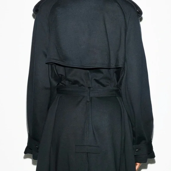 SKIMS Boyfriend Fleece Oversized Trench Coat Onyx Black Size 2X NWT - Picture 4 of 13